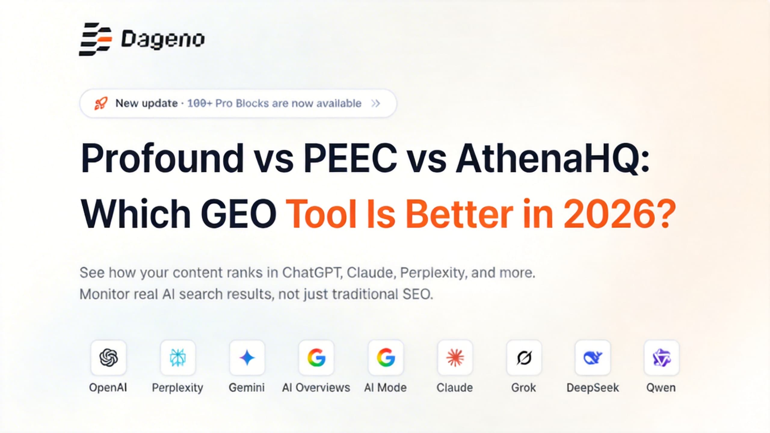 Profound vs PEEC vs AthenaHQ: 2026년 최고의 GEO 도구는?